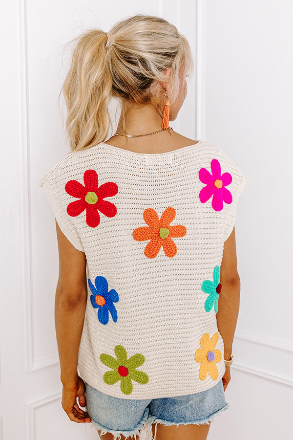 Premium Bloom Embroidered Knit Top