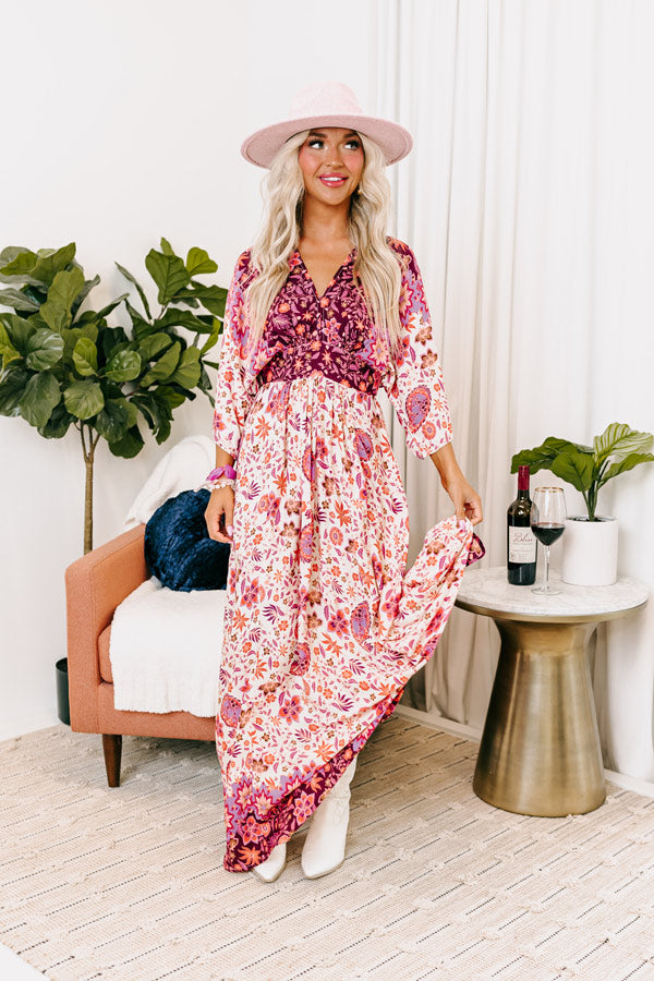 Premium Boho Floral Maxi Dress - Fly Me To Fiji