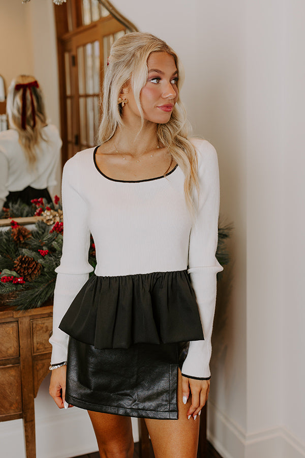 Ultimate Chic Ribbed Peplum Sweater