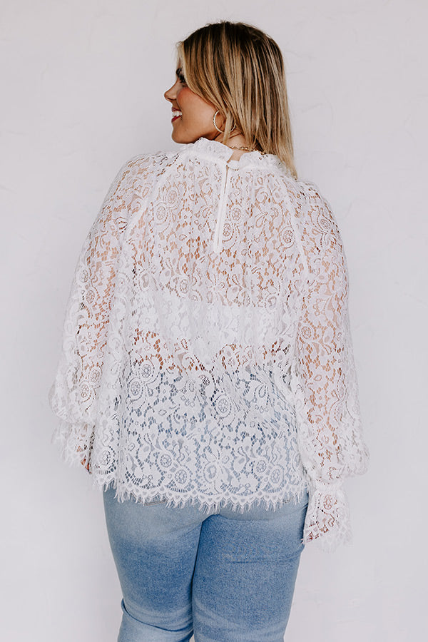 Premium Lovestruck Lace Top - Ivory Elegance