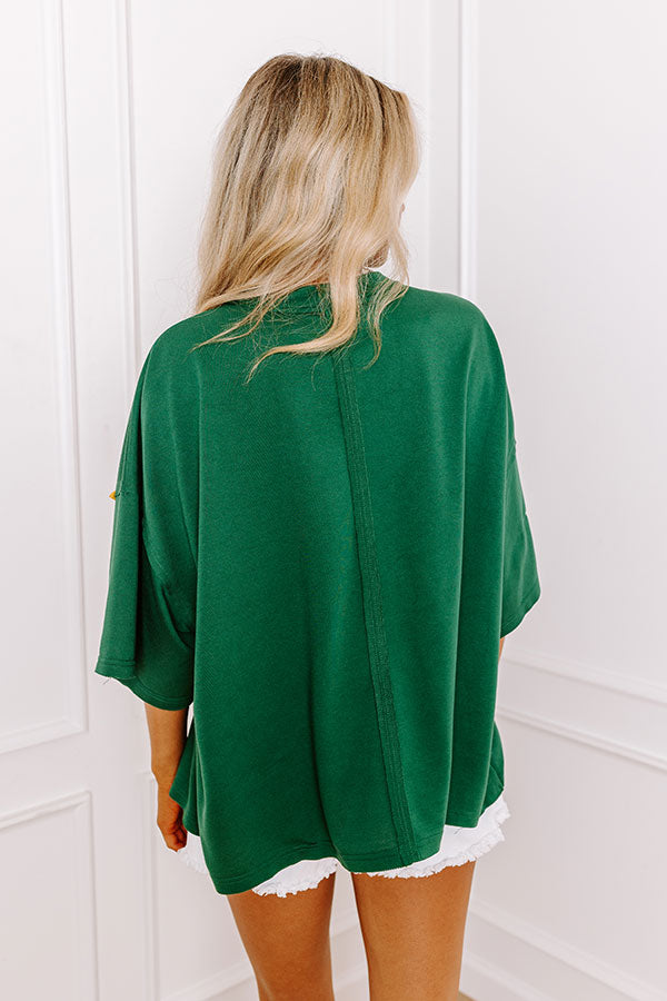 Ultimate Touch Down Sequin Oversized Tee - Team Spirit in Green