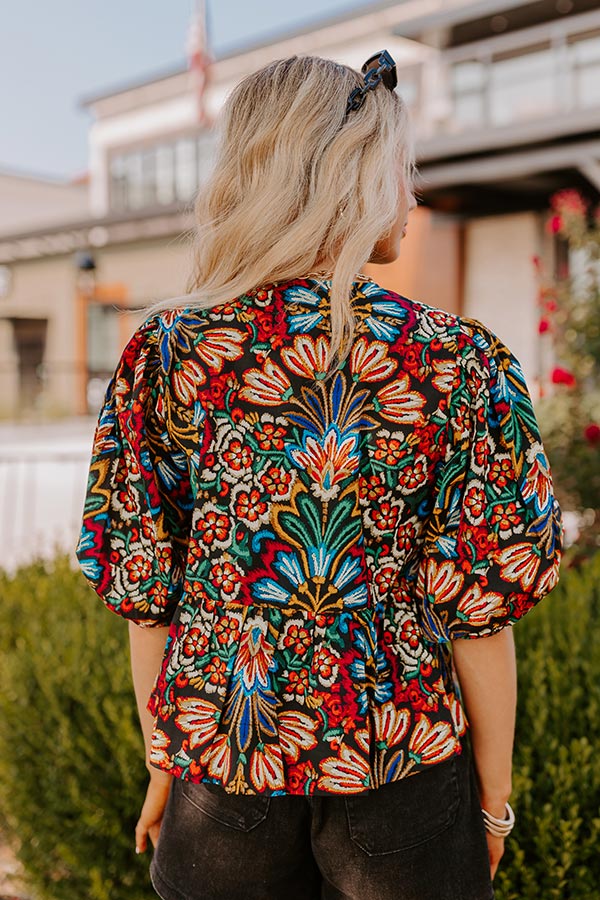 Premium Tropical Dream Front Tie Blouse