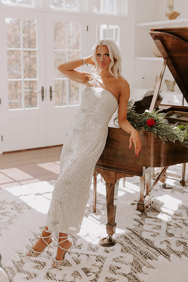 Ultimate Glam Sequin Maxi Dress - Champagne Elegance