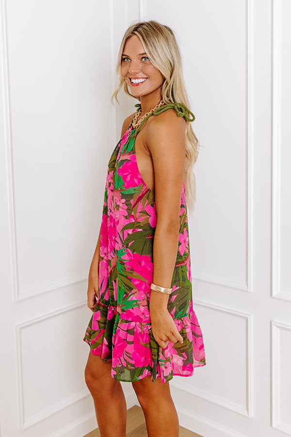 Premium Tropical Floral Mini Dress for Summer Vibes