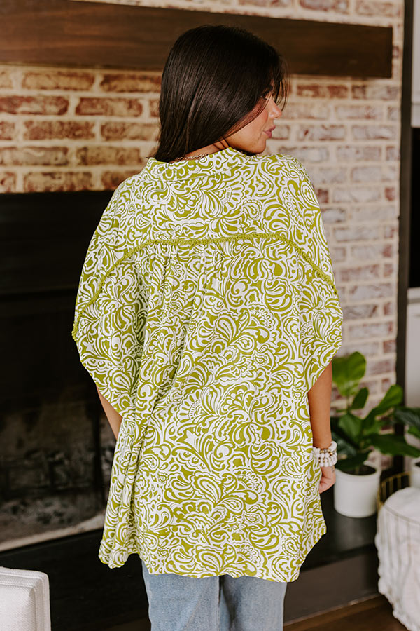 Premium Daylight Mix Button-Up Top in Vibrant Lime