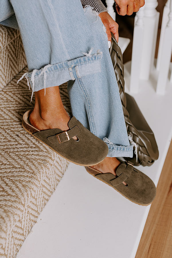 Premium Olive Willow Faux Suede Clogs - Ultimate Comfort & Style
