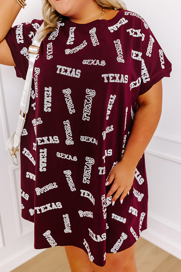 Ultimate Texas Maroon Sequin Embroidered Mini Dress for Game Day