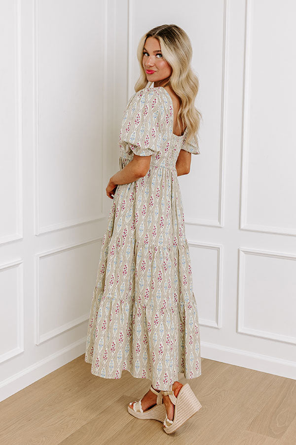 Premium Floral Elegance Midi Dress