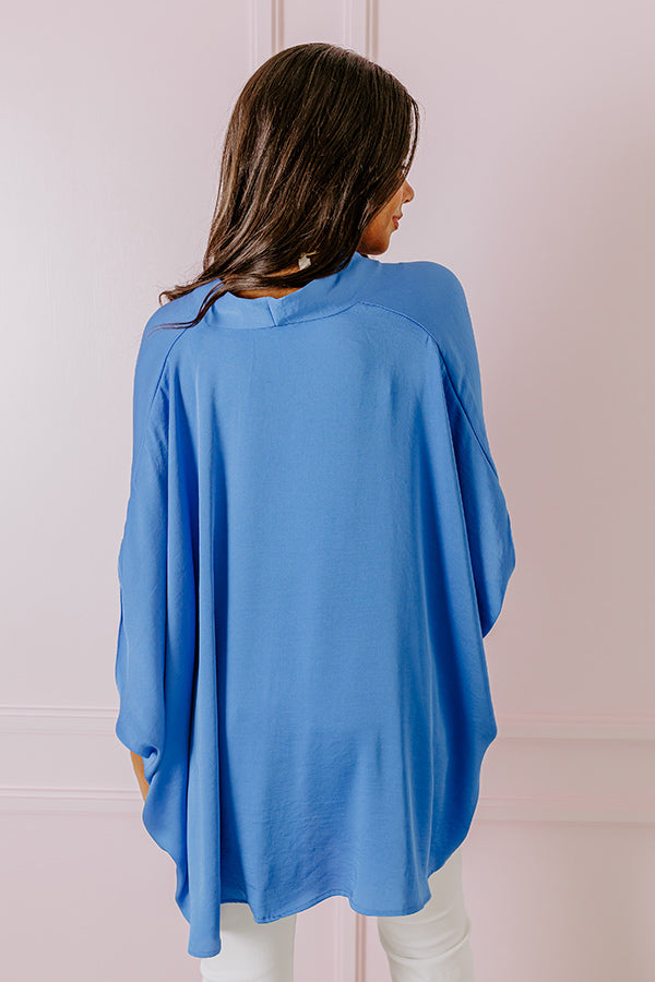 Ultimate Party Surplice Top in Ocean Blue - Premium Satin Finish