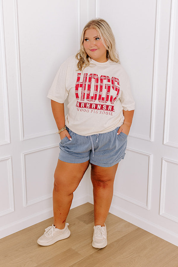 Premium Vintage Hogs Plaid Tee - Arkansas Razorbacks Fan Essential