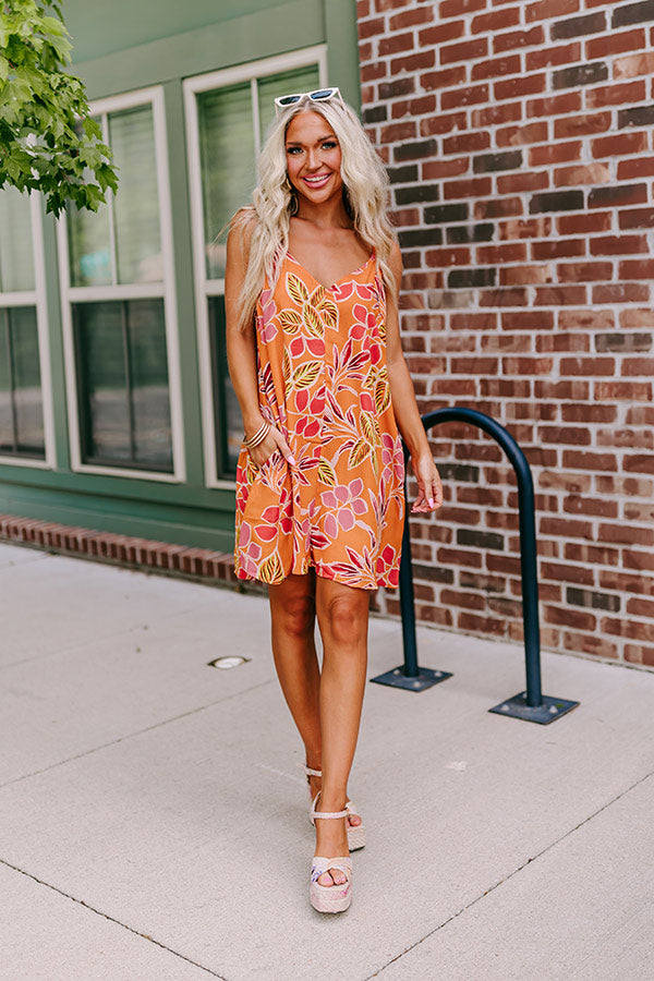 Premium Blossom Bliss Mini Dress - Sunny Orange