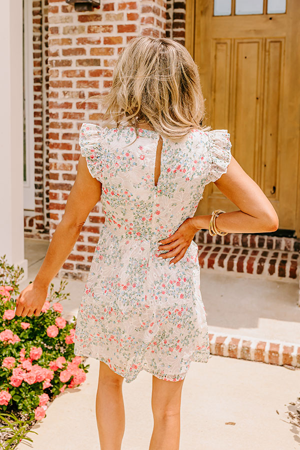 Premium English Tea Garden Embroidered Mini Dress - Summer Dream Collection