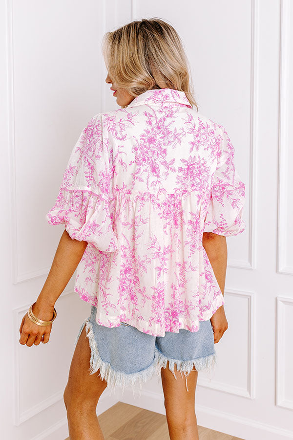 Premium Boho Floral Top - Pink Charm Edition