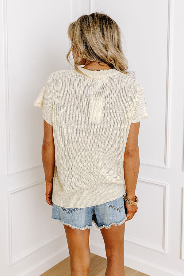 Premium Boho Blooms Knit Top - Cream Comfort Chic