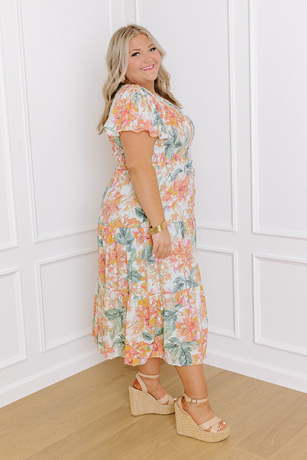 Ultimate Sunny Sangria Floral Midi Dress - Mint Curves