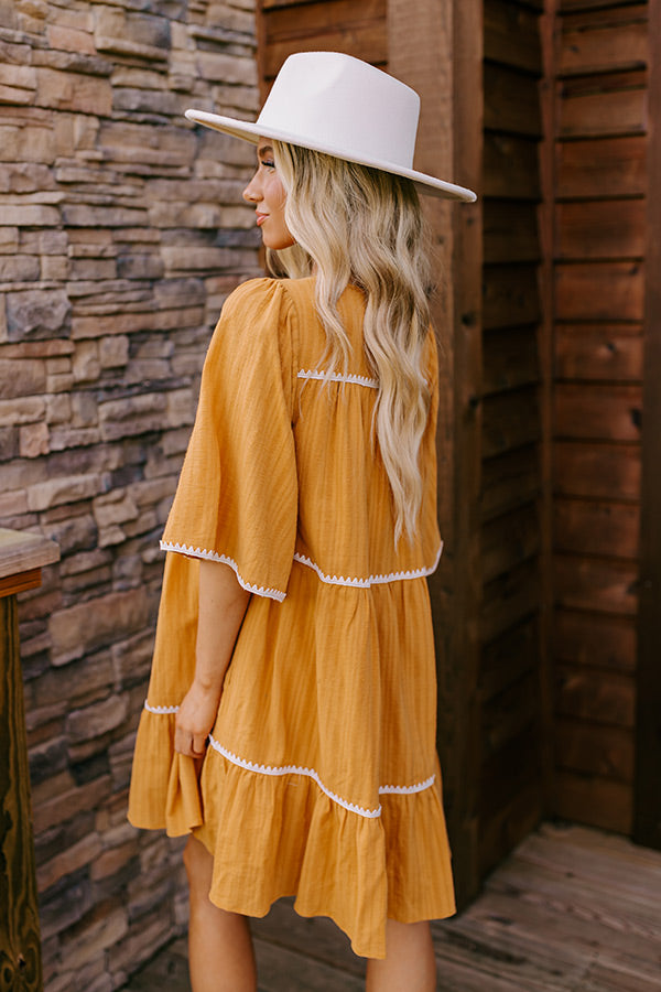 Ultimate Mustard Tiered Mini Dress - Simply Lovely