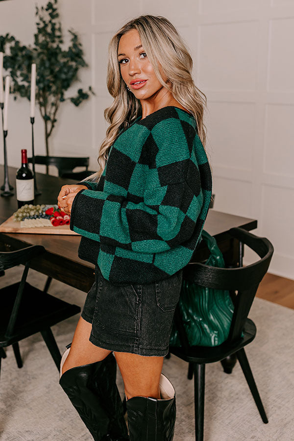 Premium Bonfire Bliss Knit Sweater - Hunter Green