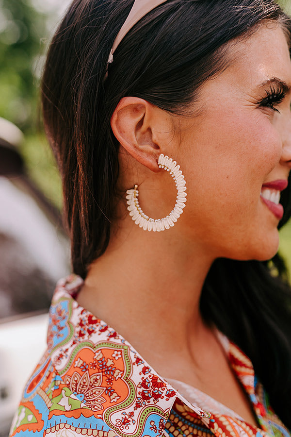 Premium Ivory Hoop Earrings with Gold Accents