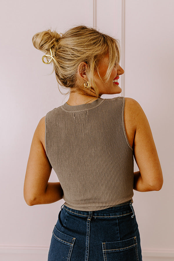 Premium Sculpt Ribbed Top in Taupe - Ultimate Comfort & Style