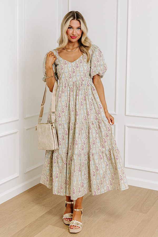 Premium Floral Elegance Midi Dress