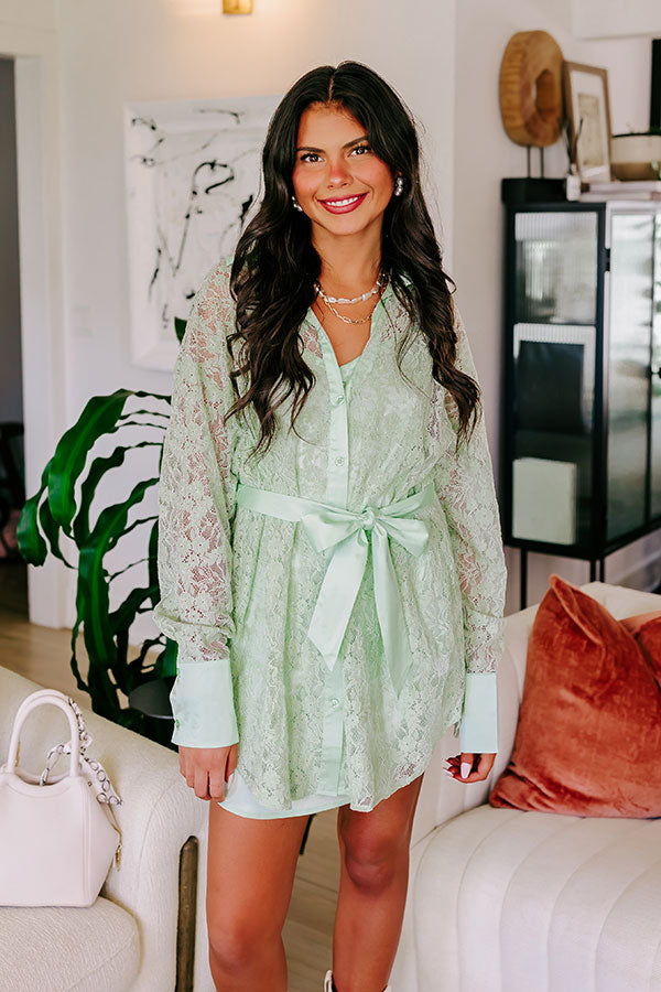 Premium Lace Mini Dress - Mint Elegance