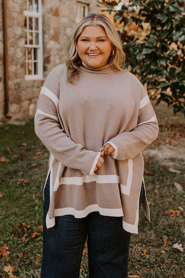 Premium Oversized Knit Sweater - Taupe Curves