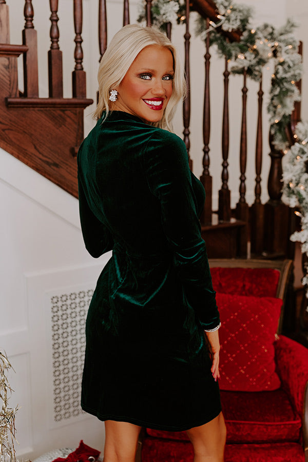 Ultimate Elegance: Dark Hunter Green Velvet Mini Dress