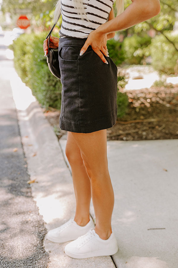 Premium Willow High Waist Skort - Ultimate Black Denim Style