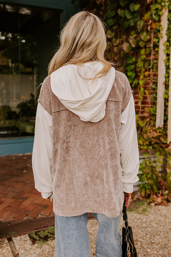 Premium Trailside Talks Chenille Hooded Sweater in Taupe