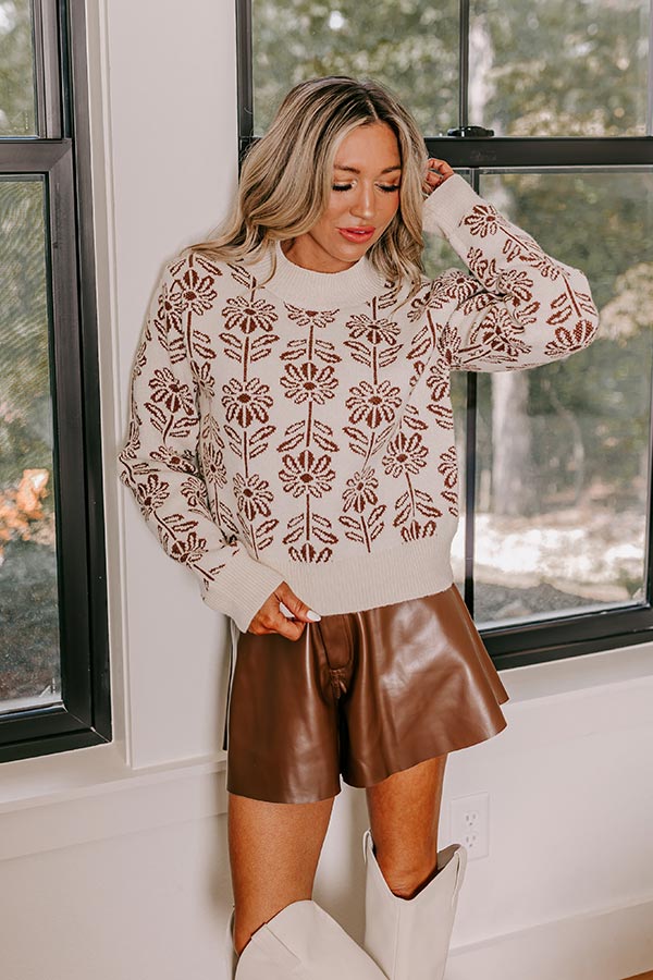 Premium Bloom With A View Knit Sweater - Chocolate