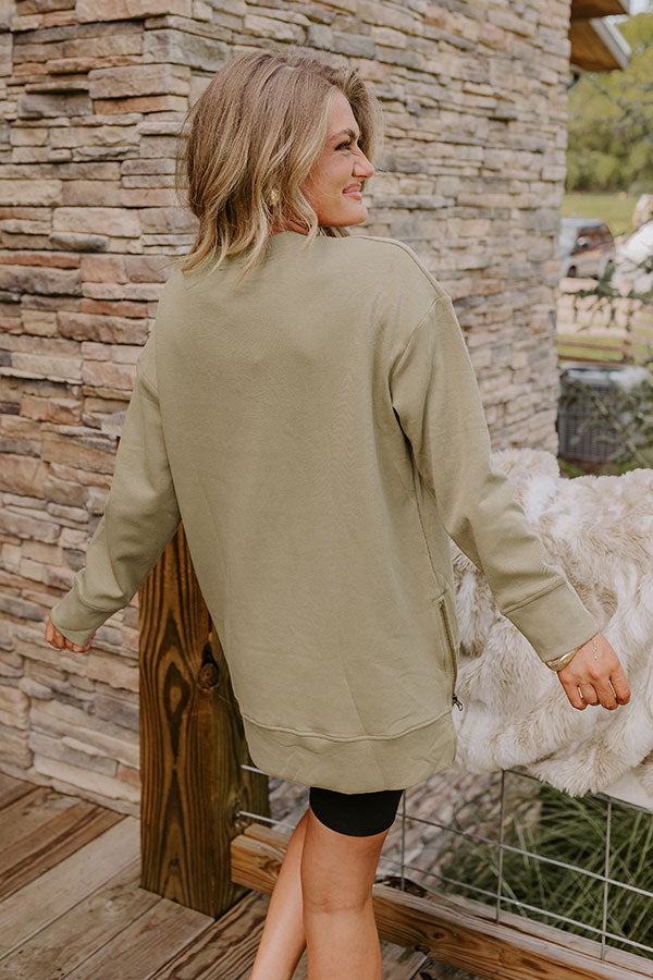 Premium Central Park Stroll Oversized Sweatshirt - Sage Green