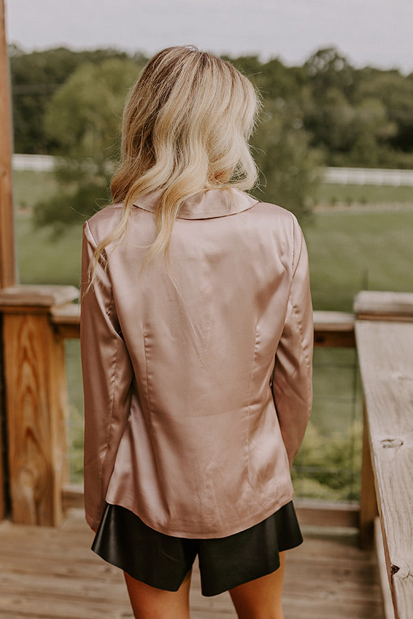 Premium Taupe Satin Blazer for Evening Elegance