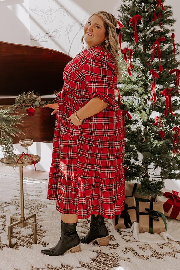 Ultimate Merry Mood Plaid Midi Dress