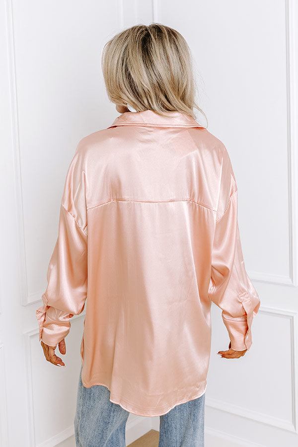 Premium Peach Satin Shift Top - Ultimate Office Elegance