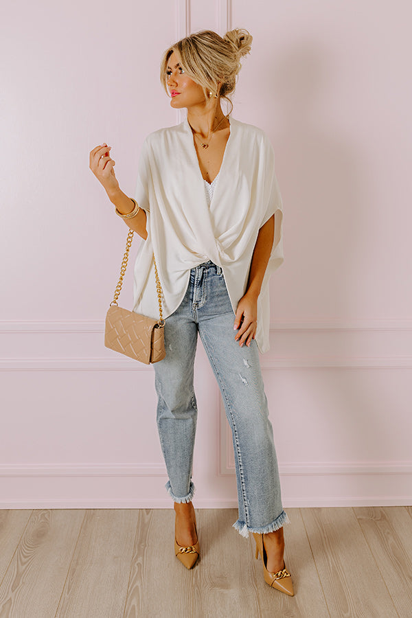 Premium Surplice Party Top - Cream | Ultimate Chic Style