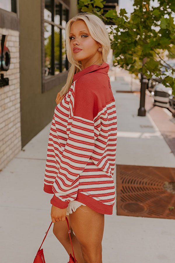 Premium Sweet Treat Stripe Sweatshirt - Red