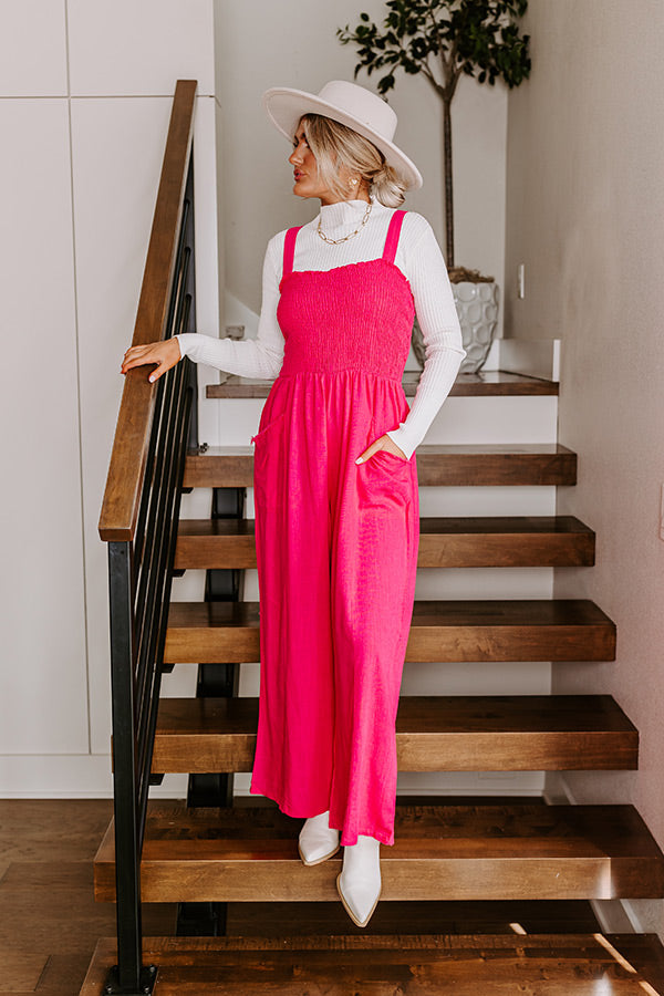Ultimate Hot Pink Smocked Jumpsuit - Premium Style Statement