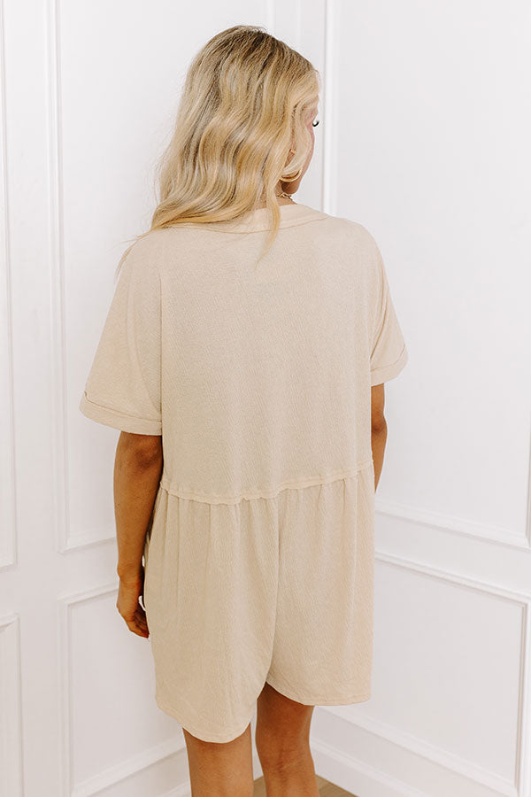 Ultimate Summer Comfort: Premium Beige Button-Down Romper