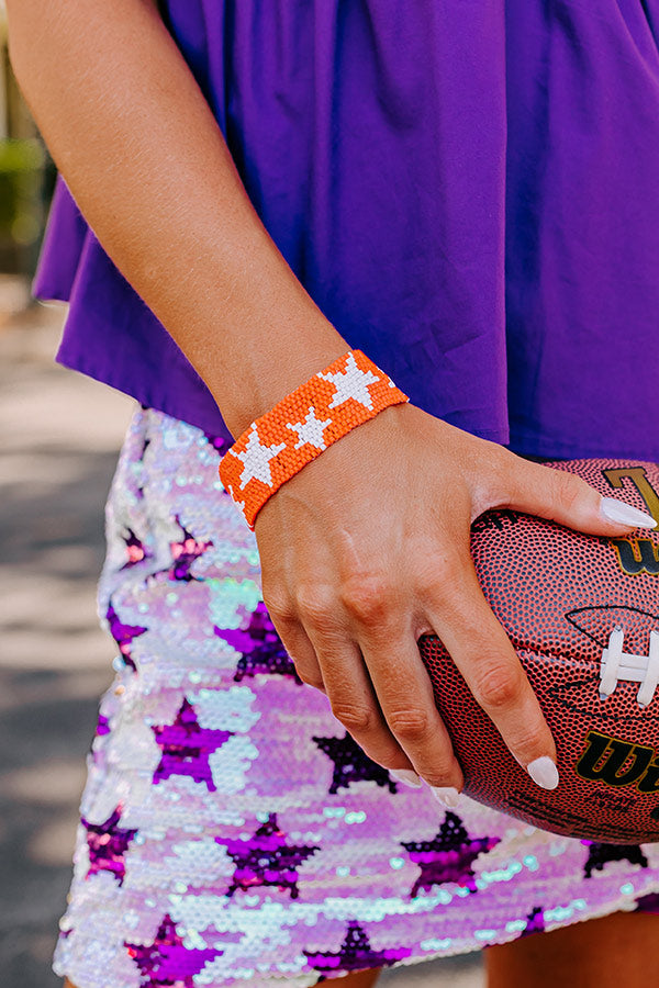 Ultimate Star Beaded Bracelet - Orange/White | Adjustable & Trendy