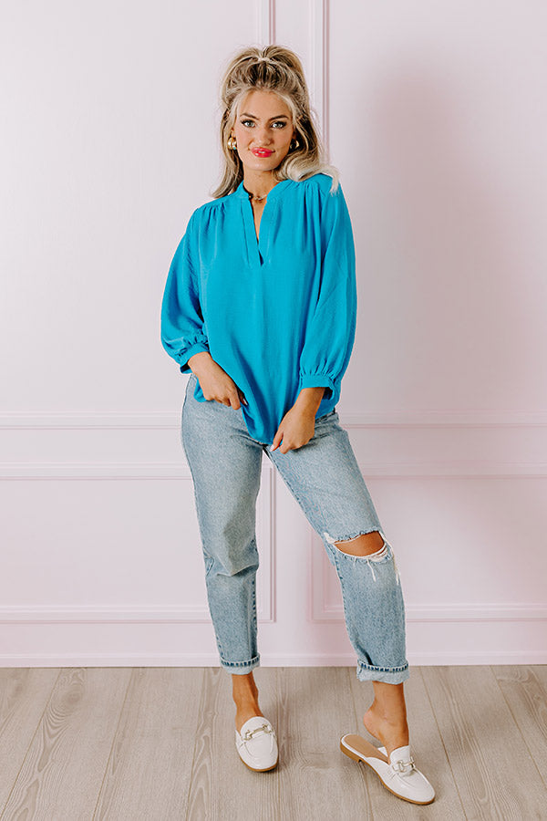 Ultimate Casual Moment Shift Top in Ocean Blue - Versatile Style for Every Occasion