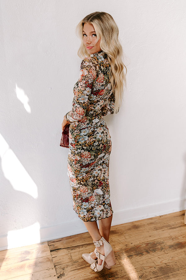 Ultimate Dreamy Haze Floral Mesh Midi Dress