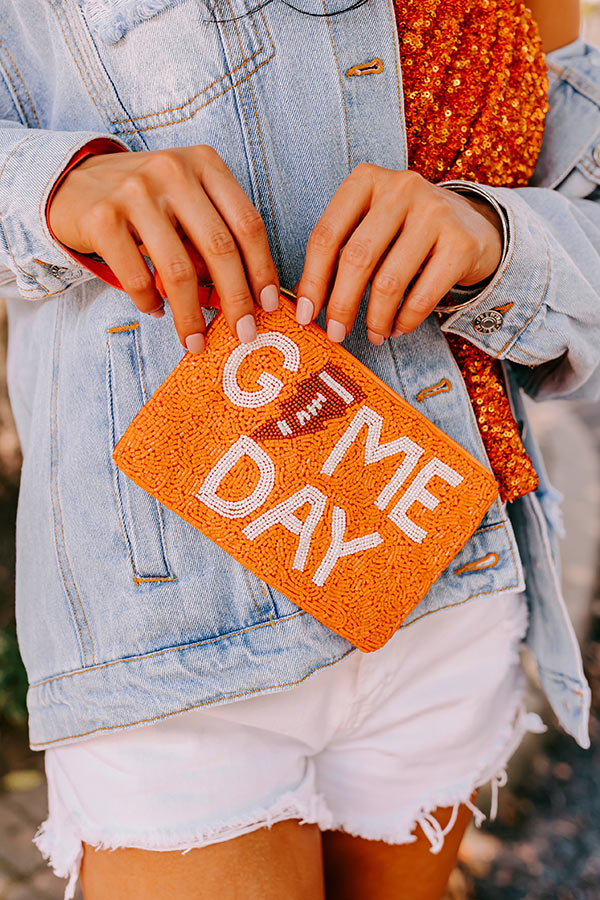 Ultimate Game Day Orange Beaded Clutch