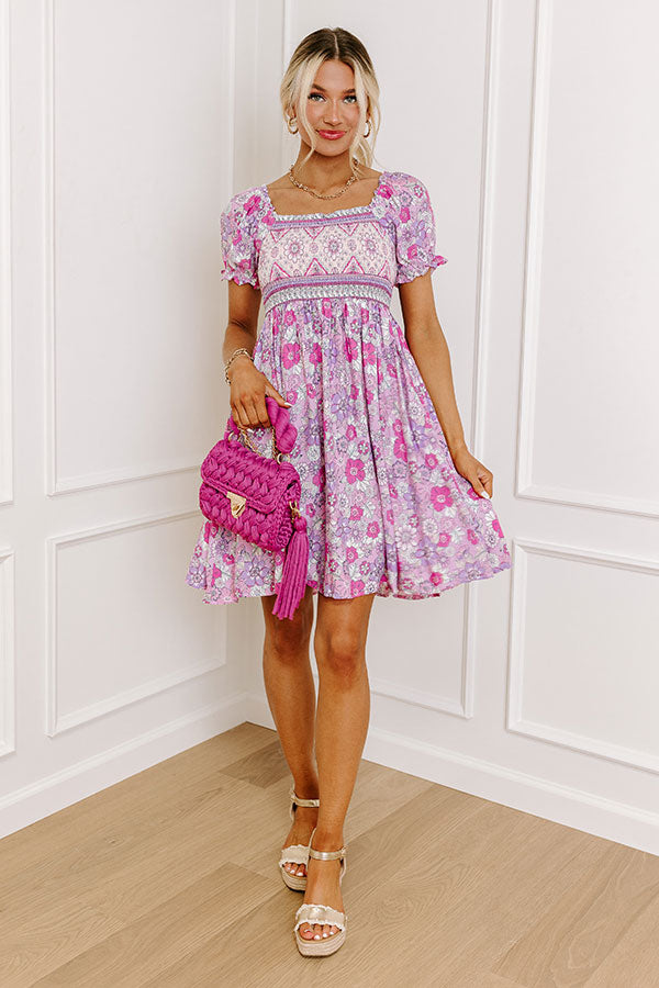 Premium Smocked Floral Mini Dress - Pink Perfection