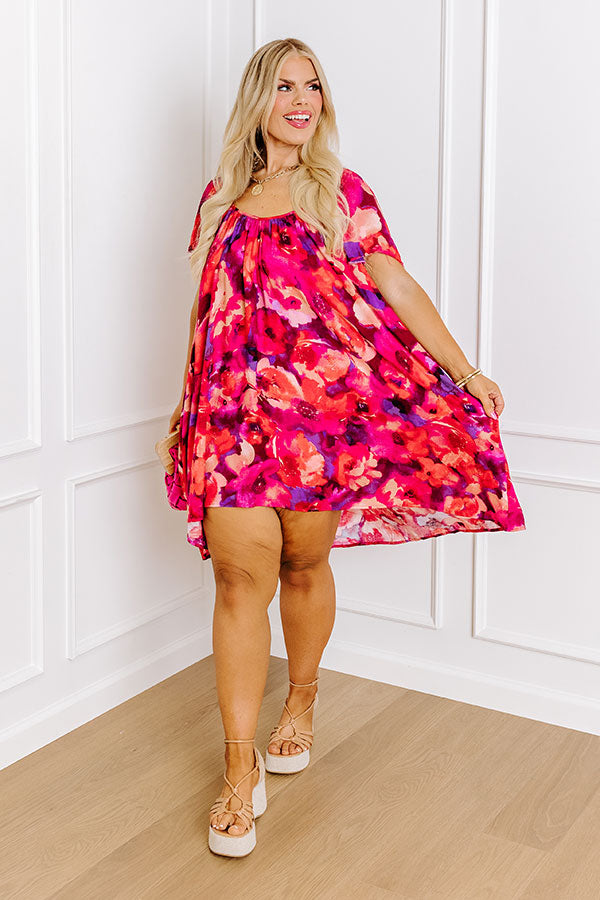 Premium Southern Flair Floral Mini Dress - Curve-Enhancing Design