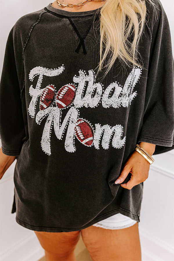 Ultimate Football Mom Glam Top - Rhinestone Embellished