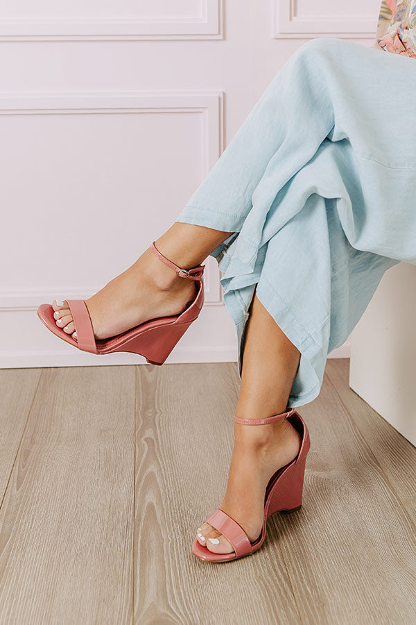 Premium Penelope Patent Wedge - Dark Blush Elegance