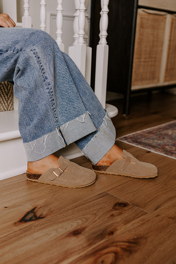 Premium Willow Faux Suede Clogs in Warm Taupe - Ultimate Comfort & Style