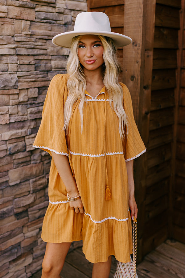 Ultimate Mustard Tiered Mini Dress - Simply Lovely