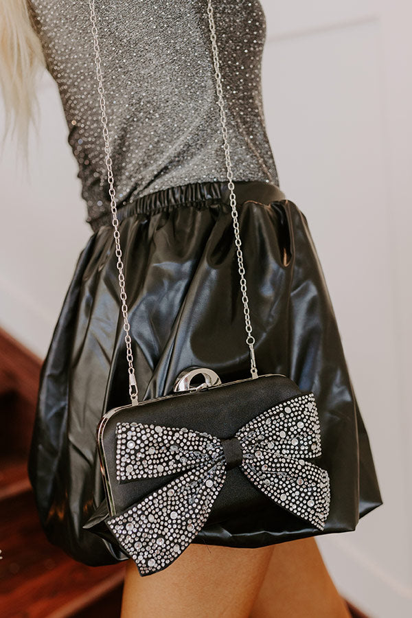 Ultimate Glam Rhinestone Bow Clutch - Black