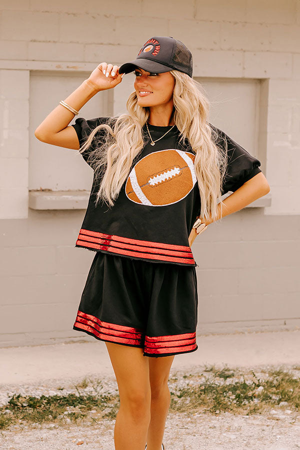 Premium Sideline Social Embroidered Football Top - Black